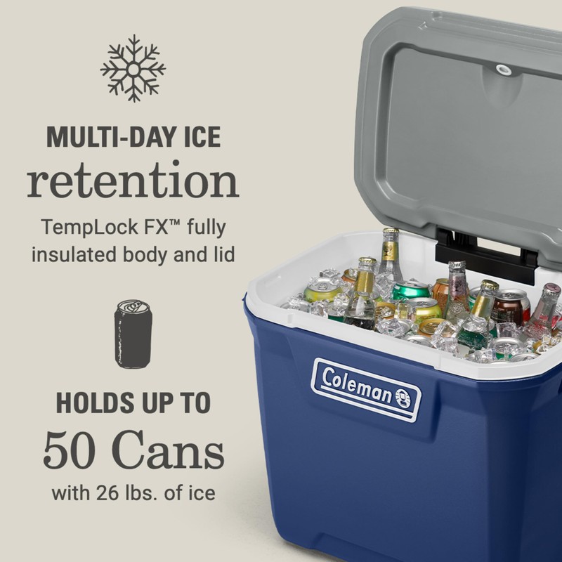 Coleman Classic Series Insulated Portable Rolling Cooler with Wheels, Leak-Resistant
