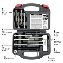 Powerbuilt Heavy Duty Steering Wheel Puller Tool Set, Removes steering wheels with tapped holes, For most domestic and imported vehicles, 14 Pc. with Storage case - 648645