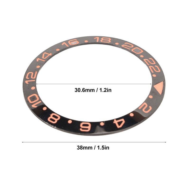 Watch Bezel Insert 38mm Black Base Rose Gold Digit Ceramic