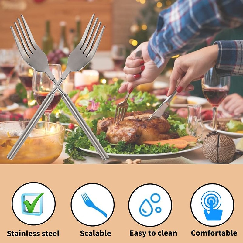 Extendable Fork, Telescoping Marshmallow Roasting Fork Stainless Steel Long Handle