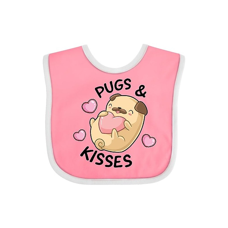 inktastic Valentines Day Pugs & Kisses with Hearts Baby Bib