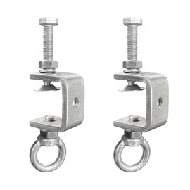 1" C-Clamps with M8 Stainless Steel Screw Ring,Withstand 100lb,Heavy Duty Woodworking Clamps for Metal Mounting,Building,Hanging Pendant Lantern,Plant,Shade Sail(1inch,2pcs)