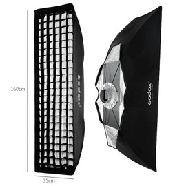 Godox Softbox Bowens Mount 2PCS 30x120cm /12"x47", Strip Honeycomb Grid Softbox, Detachable Soft Box, for Portrait Photgraphy Photo Studio Flash Monolight Continuous Lighting