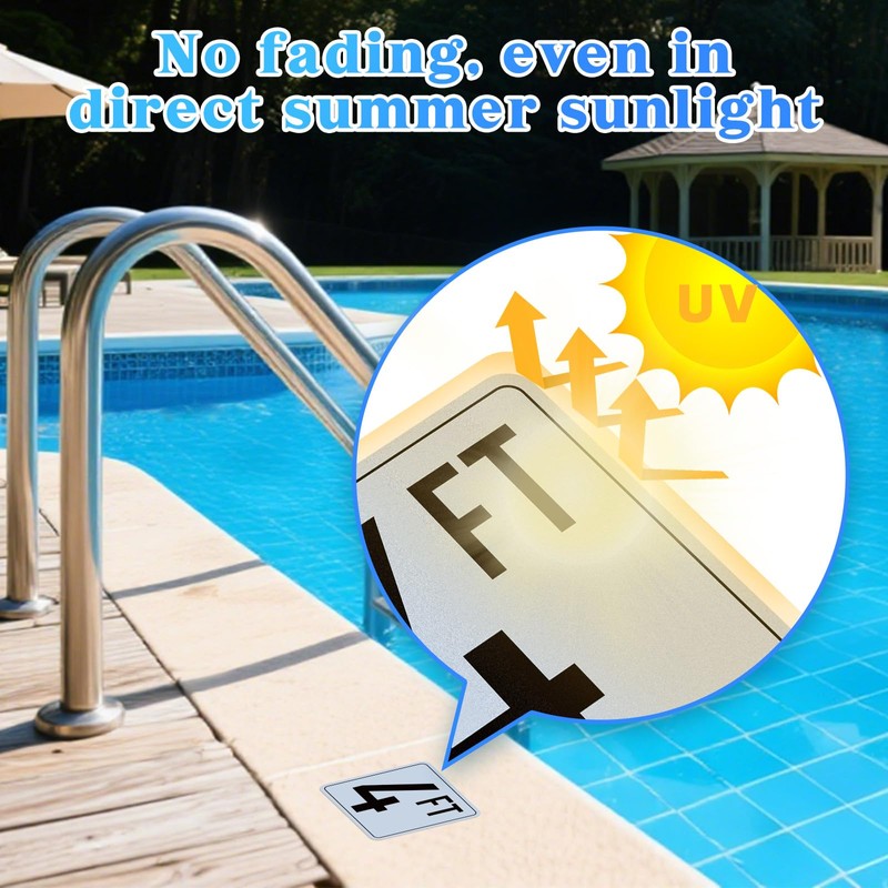 OCQOTAT 4FT Pool Depth Markers, 6x6 Inch Professional Grade Vinyl