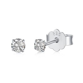 AOBOCO Hypoallergenic 925 Sterling Silver 2.5mm Cubic Zirconia Stud Earring for Women, Comfortable Cartilage Sleeper Earrings Gift for Women (White)