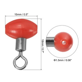 PATIKIL 0.7"x0.5" Cross-Line Fishing Swivels & Bead, 30Pcs T Shape Pulley Slide Rig Rolling Swivels Fishing Hooks Connector Terminal Tackle, Red