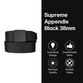 Men's Belt, Nexbelt EDC Supreme Appendix Black 38mm Nylon Gun Utility Harness Ratchet Belt for Concealed Carry