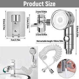 Benaton Sink Shower Head Set, Shock-Free Shower Head Set, External for Sink, Extendable Taps, Shower Head Set, with 1.5 m Hose and Tap Dispenser, for Cleaning, Kitchen, Bathroom (3 Modes)