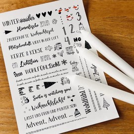 DIN A4 WEIHNACHTEN Tattoofolie - ADVENT - für Kerzen/Keramik