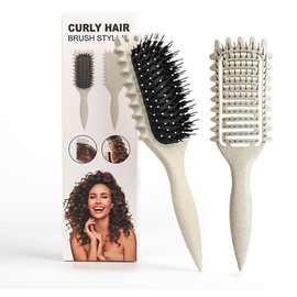 2 Piezas Cepillo Para Cabello Rizado Para Mujeres,cepillo definidor de rizos,bounce curl brush,cepillo desenredante,Varios colores son adecuados para todo tipo de cabello. (Beige)