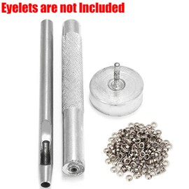 Trimming Shop 6mm Hollow Hole Punch 3pcs Hand Tool Set, Setter Base, Punch, and Eyelet Grommet Fixing Tool Durable Craft Essential for DIY Leathercraft, Handbag, Shoes, Clothing Repair, Scrapbooking