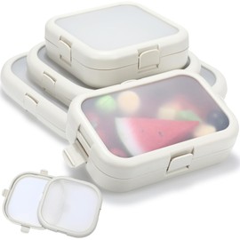 Nuogo 4 Pcs Silicone Fruit Storage Box Anti-oxidation Avocado Saver Storage Tomato Pod Vegetable Saver Reusable for Fridge Garlic Lemons Potatoes(White,4 Sizes)