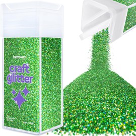 Hemway Premium Craft Glitter Shaker - Emerald Green Holographic | Microfine Metallic Flake Sequins for Resin & Epoxy Crafts | Craft Supplies for Tumblers, Festival, Face, Eye & Nail Art | 130 g