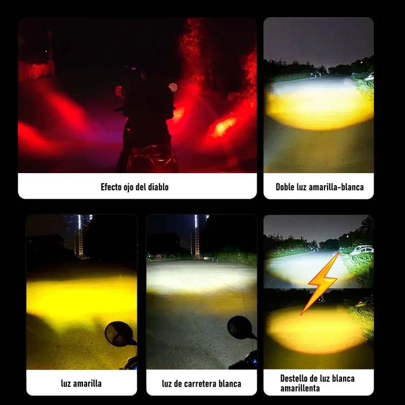Faros De Lupa Luces Led Auxiliares Con Estrobo 5 Modos