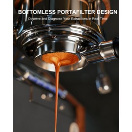58mm Bottomless Portafilter For Gaggia, 2 Ears Flat Naked Portafilter Fits Gaggia Espresso Coffee Machines with Anodized Aluminum Handle, Stainless Steel Head,18g Filter Basket, Puck Screen Included