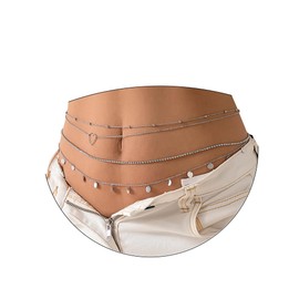 AoedeJ Silver Gold Waist Chain Layered Waist Chains Belly Chains Summer Beach Waist Jewelry Body Chains For Women, 68cm+25cm, Copper, rhinestone