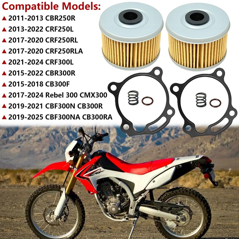 2 Pack Oil Filter & Gasket Kit for CBR 250R