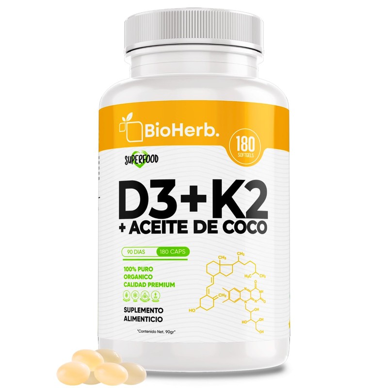 BioHerb® | Vitamina D3 + K2 (MK-7) con Aceite de