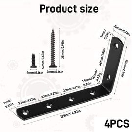 Wzenclave 4pcs Furniture Anchors for Proofing, Metal Furniture Corner Bracket Anti Tip Angle Shelf Black Furniture Mounts Proof L-shaped Furniture Wall Anchor Kit for Dresser Bookshelf Cabinet. (4, small)