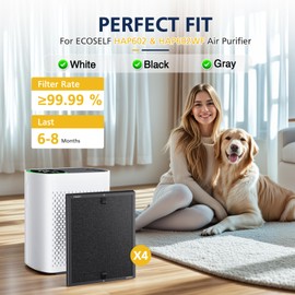 4 Packs HAP602 Replacement Filters for ECOSELF HAP602/ HAP602WF Air Purifi-er, 3-IN-1 H13 True Hepa Filter Replacement, High-Efficient Filtration with Activated Carbon