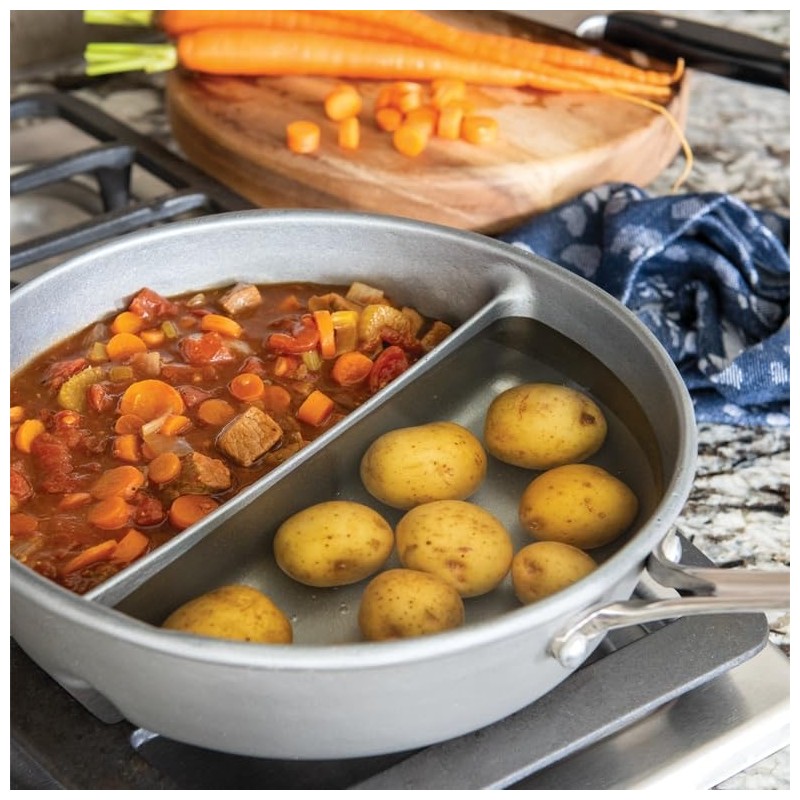 Nordic Ware 2-in-1 Divided Nonstick Saucepan - 10 inch diameter;