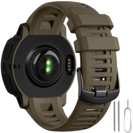GEAK Compatible with Garmin Instinct Watch Bands, 22mm Soft Silicone Strap Sport Wristband Replacement Compatible with Garmin Instinct 2 Watch Band/Instinct Esports/Solar/Tide/Tactical-CoyoteTan