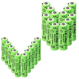 22 Packs 1.2V Ni-Mh Rechargeable AA and AAA Batteries Combo Pack for Lawn Lights, Toys, TV remotes, flashlights, Wireless mouses, Portable Audio Players, Game Controllers, Smart Home Devices
