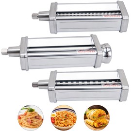 Pasta Attachment for Kitchenaid Stand Mixer, Pasta Maker Attachment Included Pasta Sheet Roller, Spaghetti Cutter and Fettuccine Cutter for Kitchenaid Pasta Attachment 3 Piece by 9TH SHOP