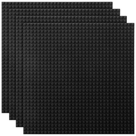 Lekebobor Classic Baseplates Building Base Plates for Building Bricks 100% Compatible with Major Brands-Baseplates 10" x 10", Pack of 4, Black