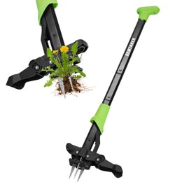 DEWINNER 4-Claw Stand Up Weed Puller Tool, 34'' Heavy Duty Manual Weeding Tool with Ergonomic Handle, Effortless Weed Removal & Ejector Design for Lawn, Garden – No Bending or Kneeling