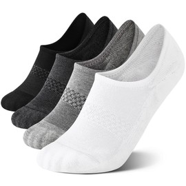 CS CELERSPORT 4 Pairs No Show Socks Womens and Mens Athletic Cushioned Ankle Low Cut Invisible Non Slip Socks Black+White+Light Grey+Dark Grey,Medium