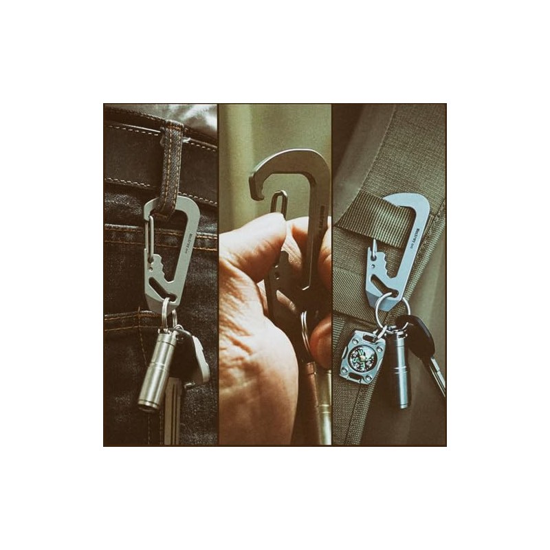 MecArmy EH3 EDC Keychain Carabiner, Crowbar/Allen Key/Bottle Opener (Titanium)