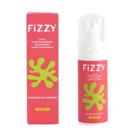 Fizzy 3-in-1 Foam Cleaner for Aligner, Retainer, Denture, Night Guard, MouthGuard, Invisalign | Free of Alcohol, SLS, Fluoride | Xylitol Mouthwash & Foam Toothpaste| Travel-Size Watermelon Jasmine
