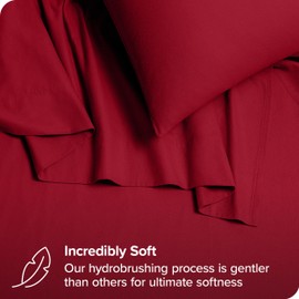 Bare Home Organic Cotton Flannel Sheet Set - Full Size - 100% Cotton - Double Brushed for Extra Softness & Comfort - Warm, Cozy, and Durable - Breathable - Bed Sheets (Full, Red)