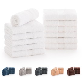 Todocama - Set di 12 asciugamani (30 x 30 cm) 100% cotone morbido e assorbente, 550 gsm premium (bianco)
