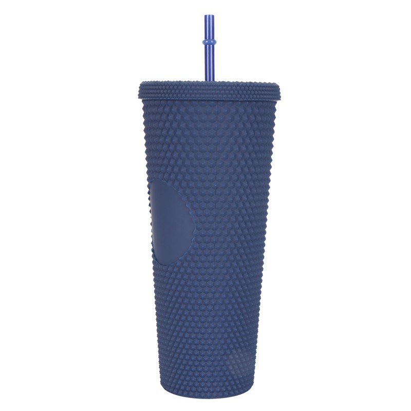 Coffee Tumbler with Lid and Straw Matte Dark Blue Double