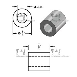 Mild Steel Spacer 3/4" OD x 3/8" ID x Choose Your Length, Round Spacer Unthreaded Standoff Bushing Plain Finish, Fits Screws Bolts 3/8" or M10 by Metal Spacers Online (7/8" Length, 25 Pack)