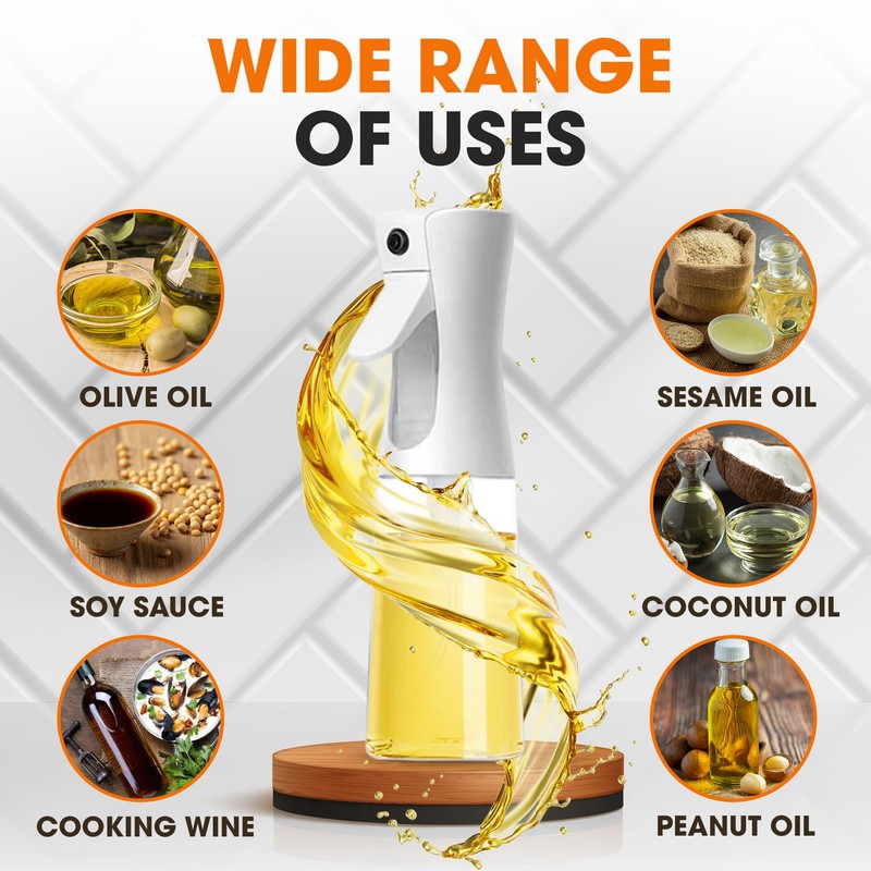 Cheer Collection Oil Spray Bottle (2-Pack, 200ml, White, BPA-Free)