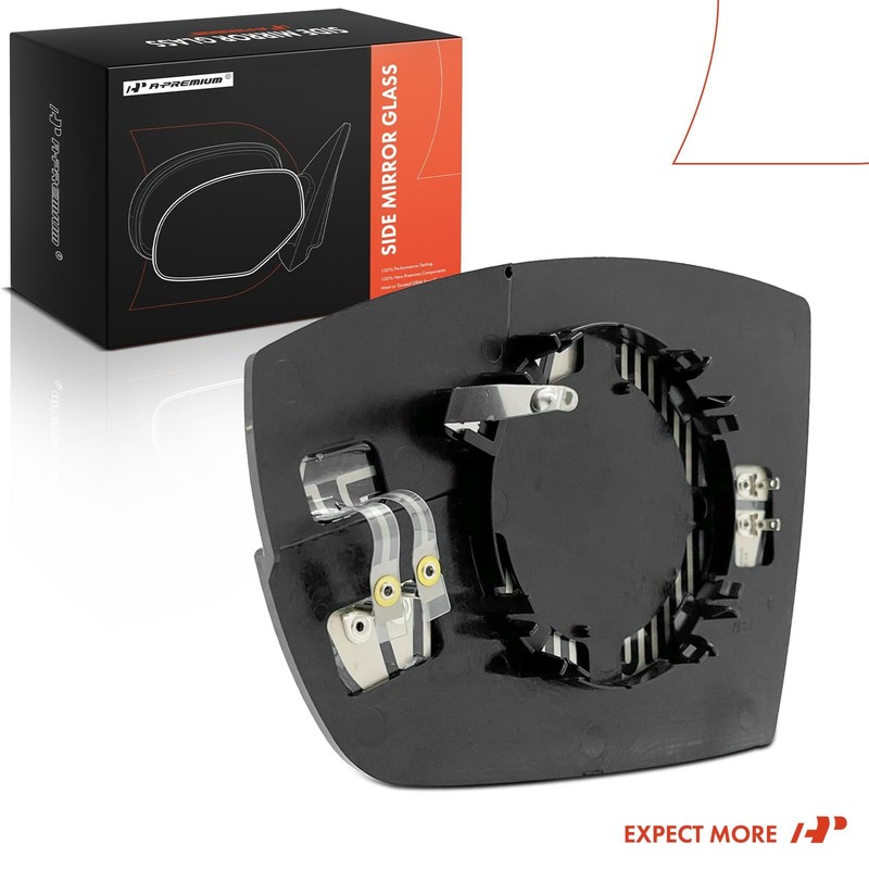 A-Premium Right Passenger Side Heated Mirror Glass with Backing Plate