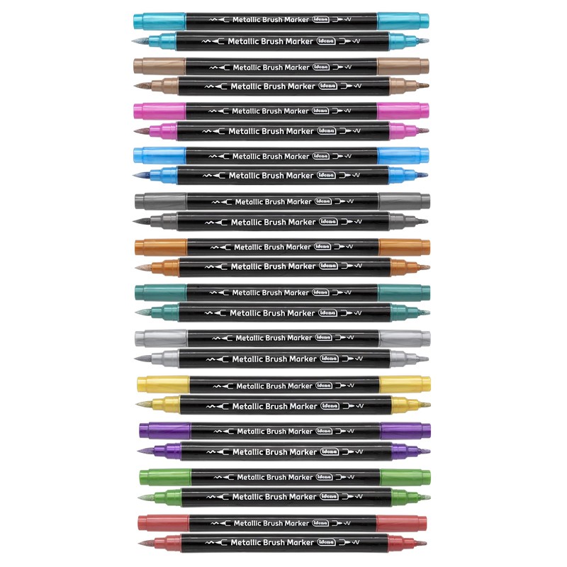 Idena 10856 Brush Marker with Double Tip, 12 Felt Tip