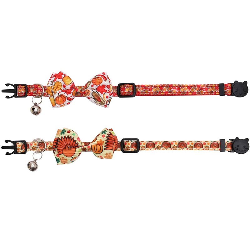 Lamphyface Thanksgiving Cat Collar Fall Autumn Breakaway with Bow Tie