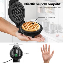 Mini-Waffeleisen für klassische Waffeln, kleiner Waffelmaker mit Antihaftbeschichtung Retro Design für Geburtstage, Familienfeiern, Rot
