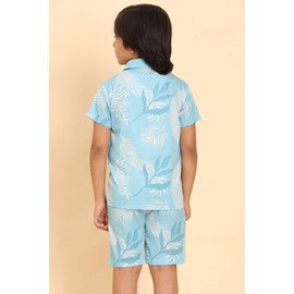 ENCIGER Boys Casual Shirts and Short Sets Casual Printed Kids Co-ords Set (KSS1_Sky Blue_12_14Y)