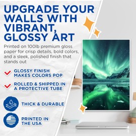 Bliss Monkey Co. Aurora Borealis Poster - Northern Lights Landscape - Arctic Scenery - 12 x 18 Inch Unframed - Premium 100lb Gloss - Made In USA - BMCP01113