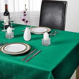 Emma Barclay Chequers - Jacquard Table Cloth in Forest Green - 70" (178cm) Round