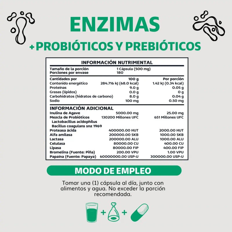 Enzimas Digestivas Probióticos Prebióticos Lactobacillus Acidophilus Lactasa Lipasa Otros Digestive