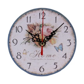 Non-Ticking Wooden Wall Clocks Battery Operated Country Retro Decorative for Living Room Kitchen