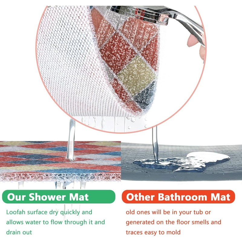 Shower Mat Non Slip Anti-Mildew: 60x60 cm Square Shower Mats