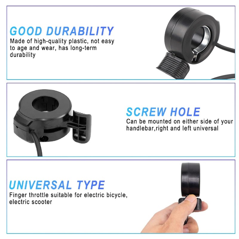 130X Electric Bike Throttle Accelerator, 3 Pin Waterproof Connector Thumb