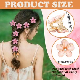 Denipry 12Pcs Mini Flower Diamond Hair Claw Clips, Sweet Crystal Rhinestone Small Hairpins Flower Hair Accessories for Women Girls Kids Daily,Party,Wedding,Photograph(Pink)